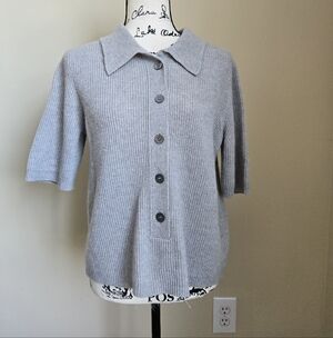 Sibel Saral Extra Fine Wool Sweater Top Womens XS Gray Popover